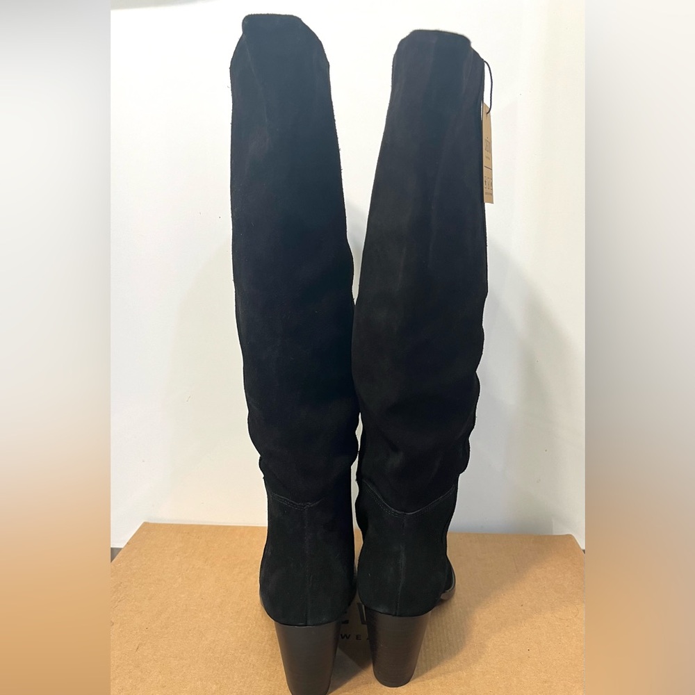 CREVO ATTY Black Suede Knee High Pull On Heeled Boots 9.5 - Picture 12 of 16